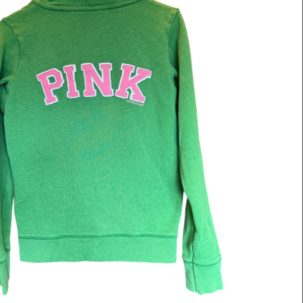 Y2k PINK Victoria’s Secret Pullover Hoodie Kangaroo Pockets VNECK Sweatshirt - Picture 10 of 13